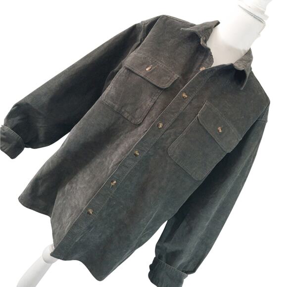 NWOT! OLD NAVY! CHARCOAL GRAY CORDUROY HEAVY, OVERSIZED SHIRT, TOP, JACKET! SZ M - Picture 1 of 8